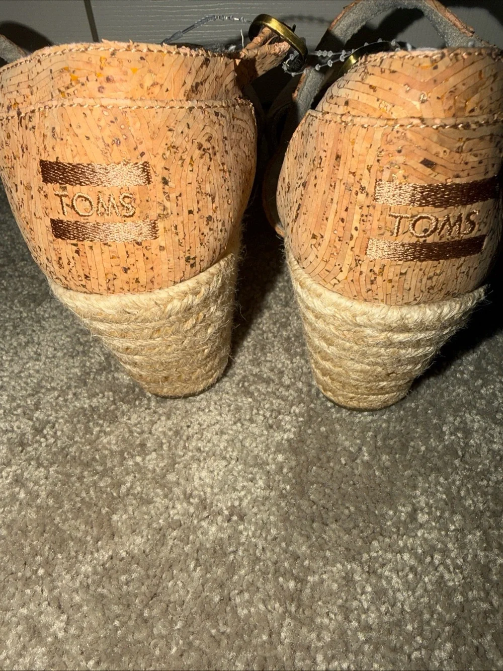TOMS Women's Cork Espadrille Wedge Sandals - Natural 8.5